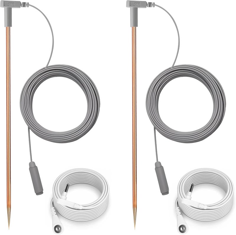 FEUNLEM Copper Grounding Rod Kit - 40ft Heavy Duty Female Ground Cord & Wristband, Portable Earthing System Use with Grounding Mats, Sheet, Blankets, Pillowcases (Grounding Rod Kit (2 Set)) - Image 1